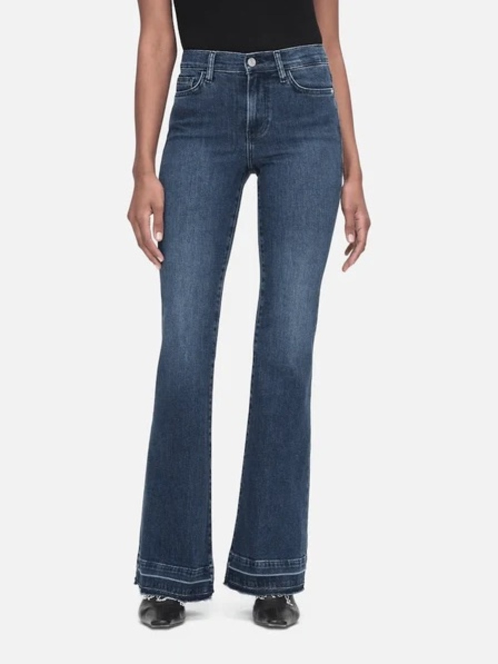 FRAME DENIM Le Easy Flare Wide Hem Jeans in Thunderstorm